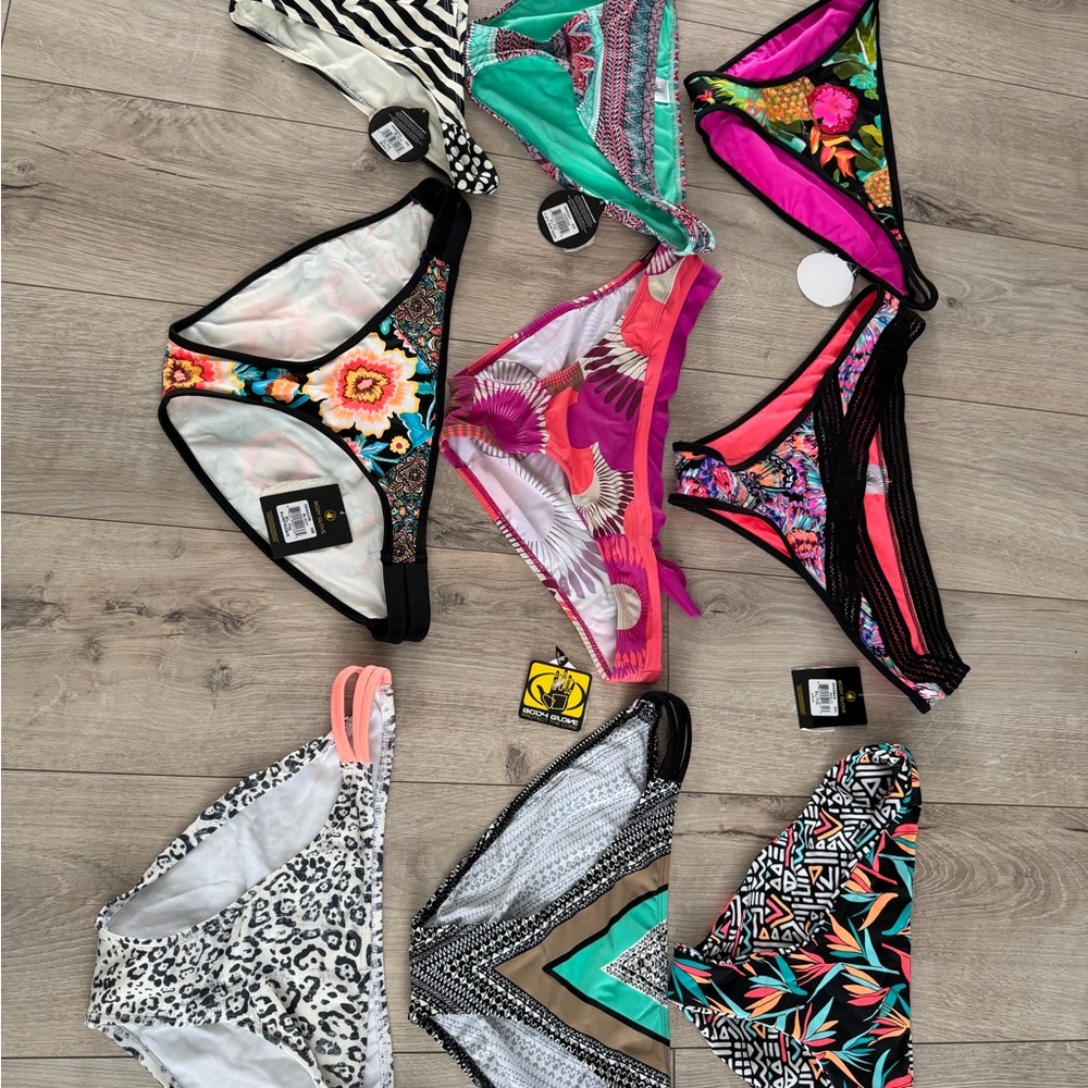 NEW lot WITH TAGS Body Glove 9 Colorful Bikinis Bottoms Set XL